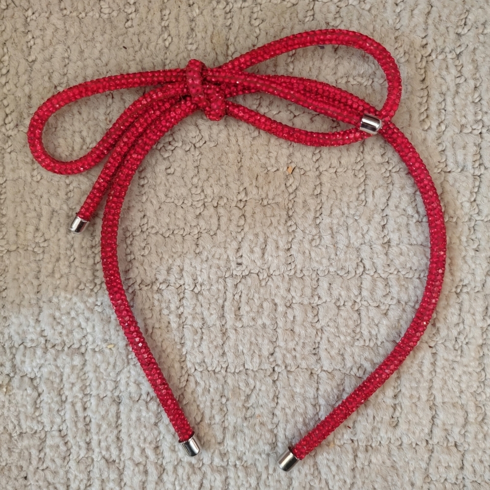 Red Sparkling Pavé Bow Headband